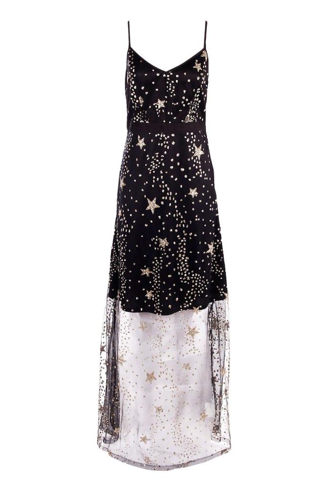 Boutique Lola Sequin Star Print Maxi Dress - £35 from Boohoo. Whether you are headed to see Lala Land or headed to a restaurant, this show-stopping maxi will be sure to leave your date starry eyed. Pair this with some simple black heels and a black leather or pea coat.